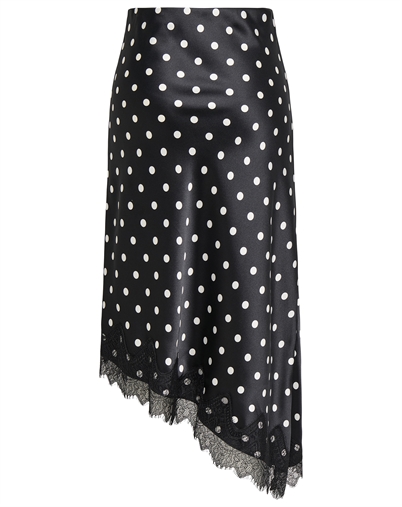Only - ONLBella Slanted Satin Lace Nederdel - Black/White Dot